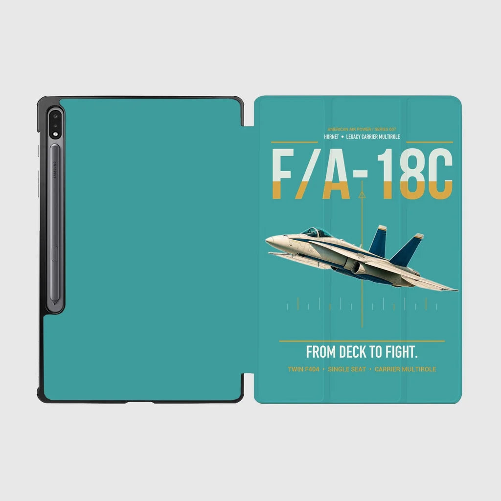 F-A-18C Hornet design on turquoise samsung tablet tablet case