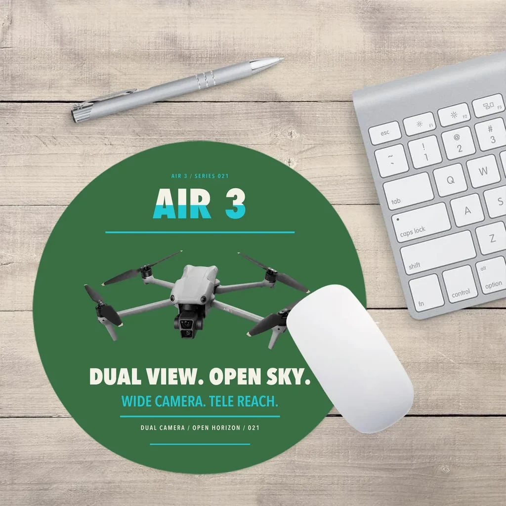DJI Air 3 design on green round mouse pad