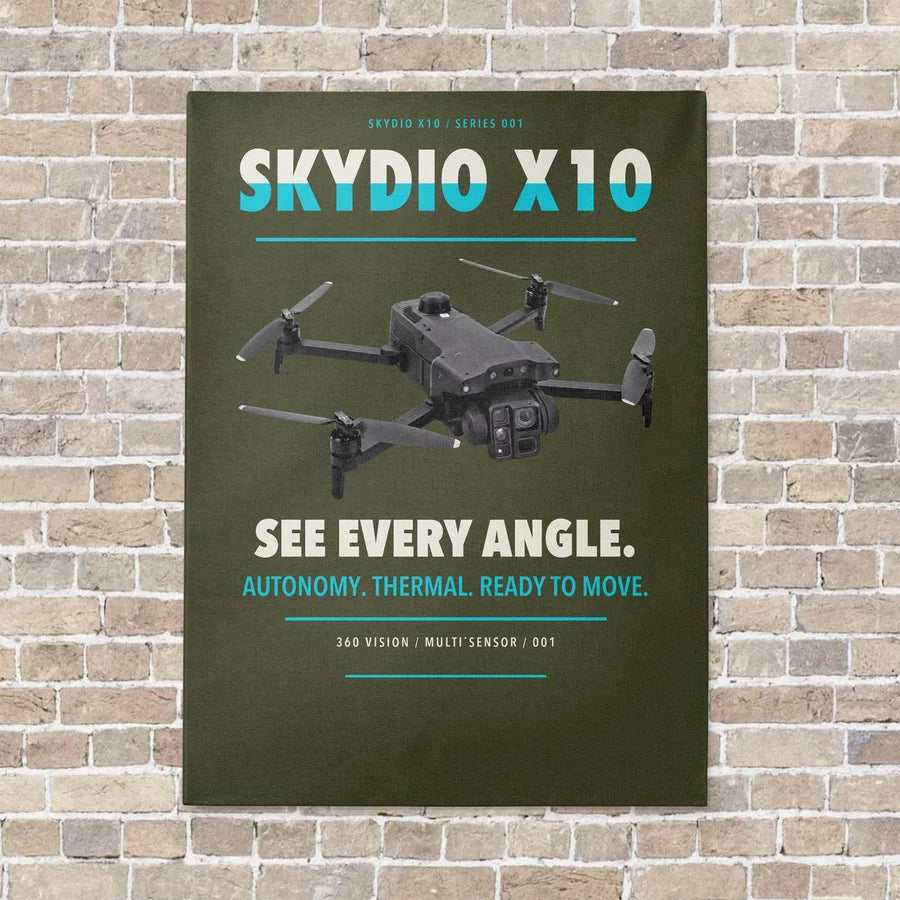 Skydio X10 vertical canvas print - no frame - green army background