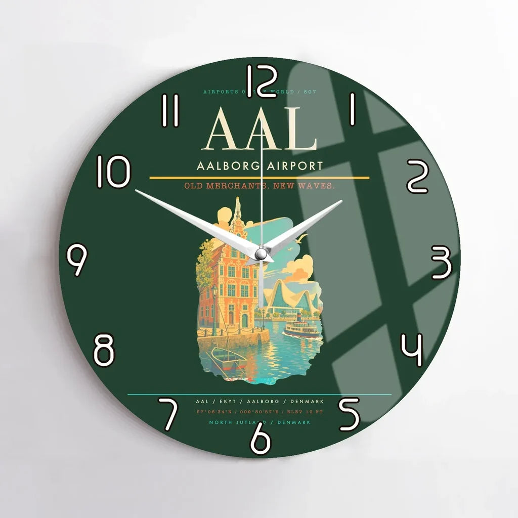 Aalborg Airport AAL Wall-Clock No-Frame - Dark Green