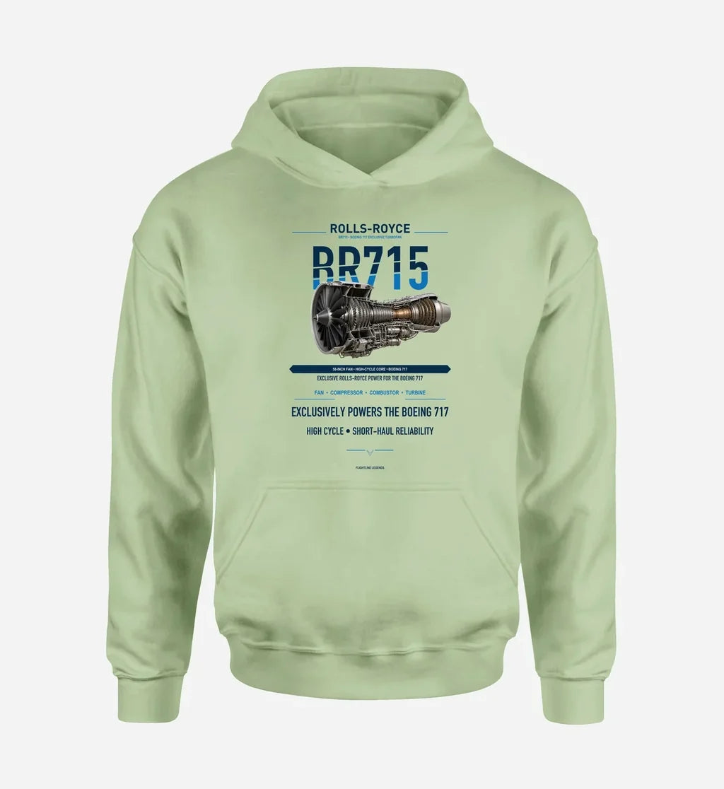 BR715 design on light green hoodie single side