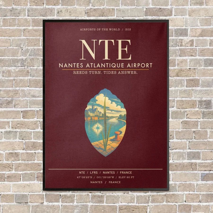 Nantes Atlantique Airport NTE - Canvas Framed - Dark Red