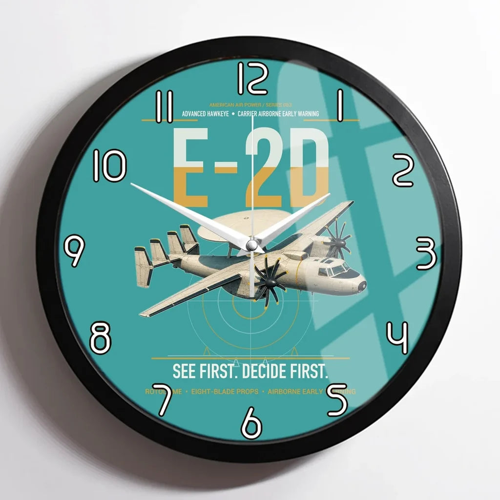 E-2D Advanced Hawkeye design on turquoise framed wall clock
