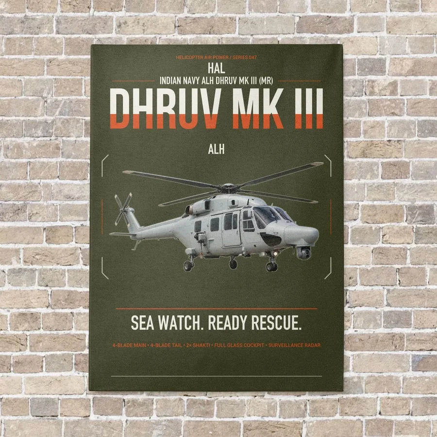 HAL ALH Dhruv Mk III vertical canvas print - no frame - green army background