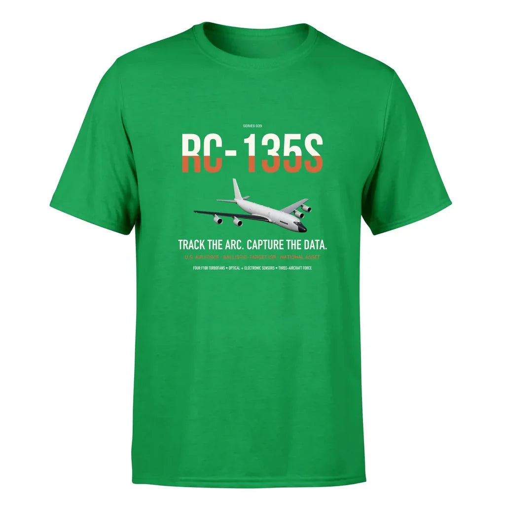 RC-135S Cobra Ball design on green double-side t-shirt, single-side print