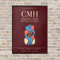 Thumbnail for John Glenn Columbus International Airport CMH - Canvas Framed - Dark Red