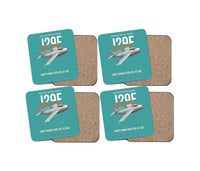 Thumbnail for Saab J 29F Tunnan design on turquoise 4 pieces set coaster