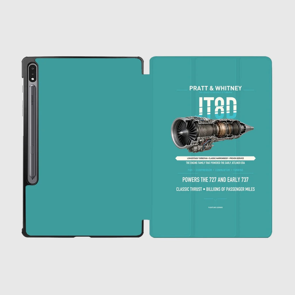 JT8D design on turquoise samsung tablet tablet case