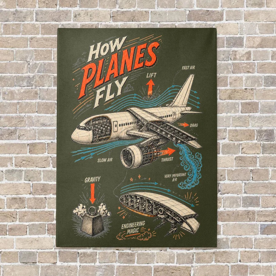 How Planes Fly V2 vertical canvas print - no frame - green army background