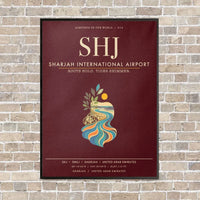 Thumbnail for Sharjah International Airport SHJ - Canvas Framed - Dark Red