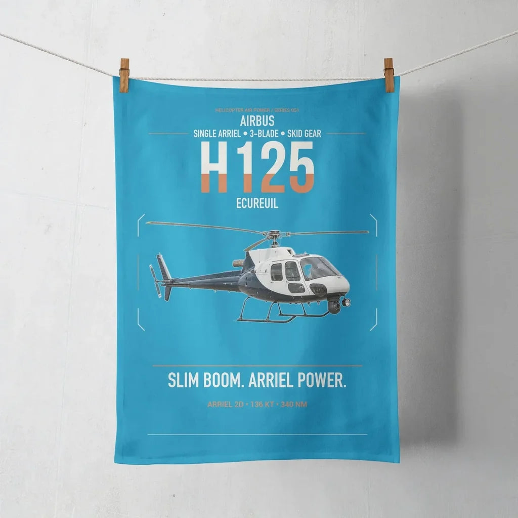 Airbus H125 design on turquoise towel