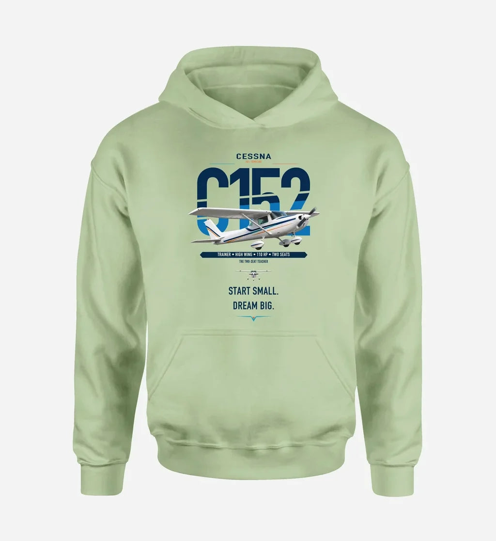 Cessna 152 design on light green double-side hoodie, single-side print