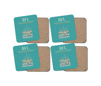 Thumbnail for Meadows Field (BFL) design on turquoise 4 pieces set coaster