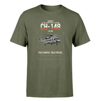 Thumbnail for Sikorsky CH-148 Cyclone design on green army t-shirt, single-side print