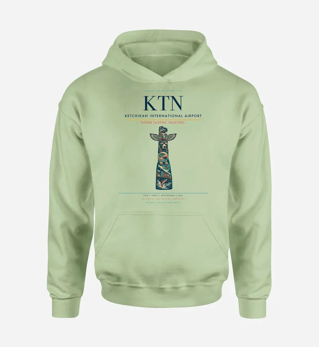 Ketchikan International Airport (KTN) design on light green hoodie single-side print