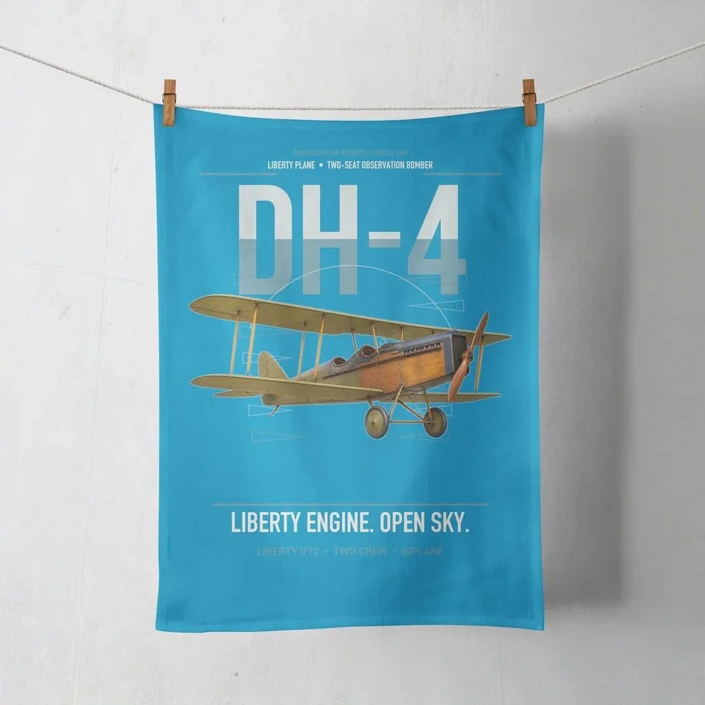Airco DH-4 Liberty Plane design on turquoise towel