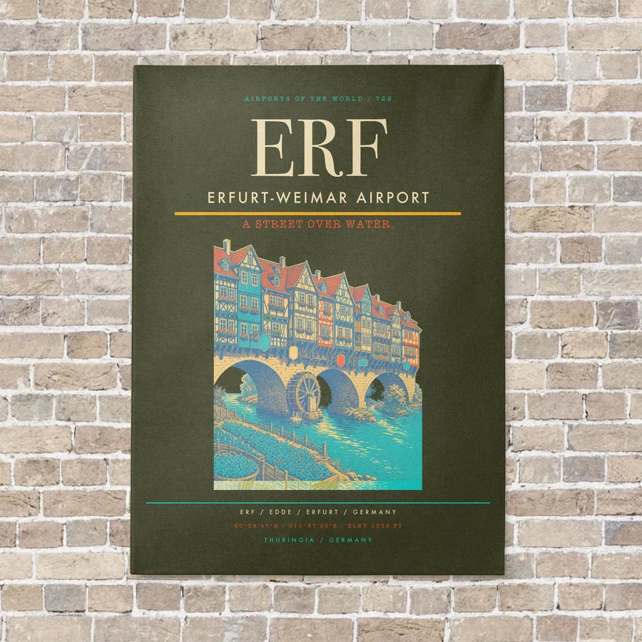 Erfurt-Weimar Airport ERF vertical canvas print - no frame - green army background