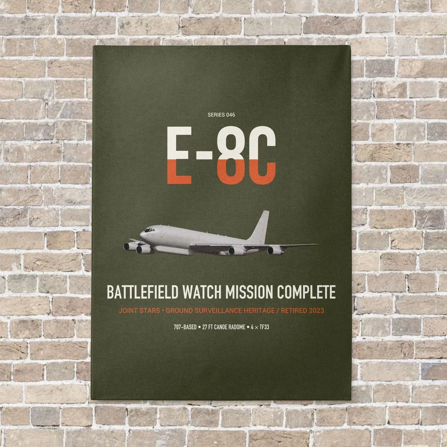 E-8C Joint STARS vertical canvas print - no frame - green army background