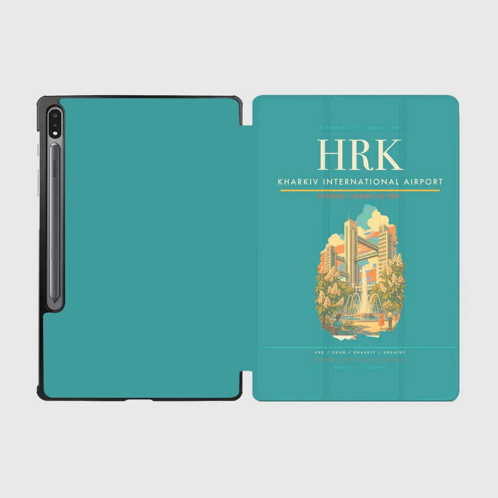 Kharkiv International Airport (HRK) design on turquoise samsung tablet tablet case