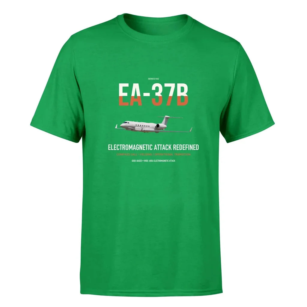 EA-37B Compass Call design on green double-side t-shirt, single-side print