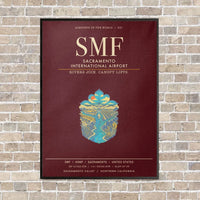 Thumbnail for Sacramento International Airport SMF - Canvas Framed - Dark Red