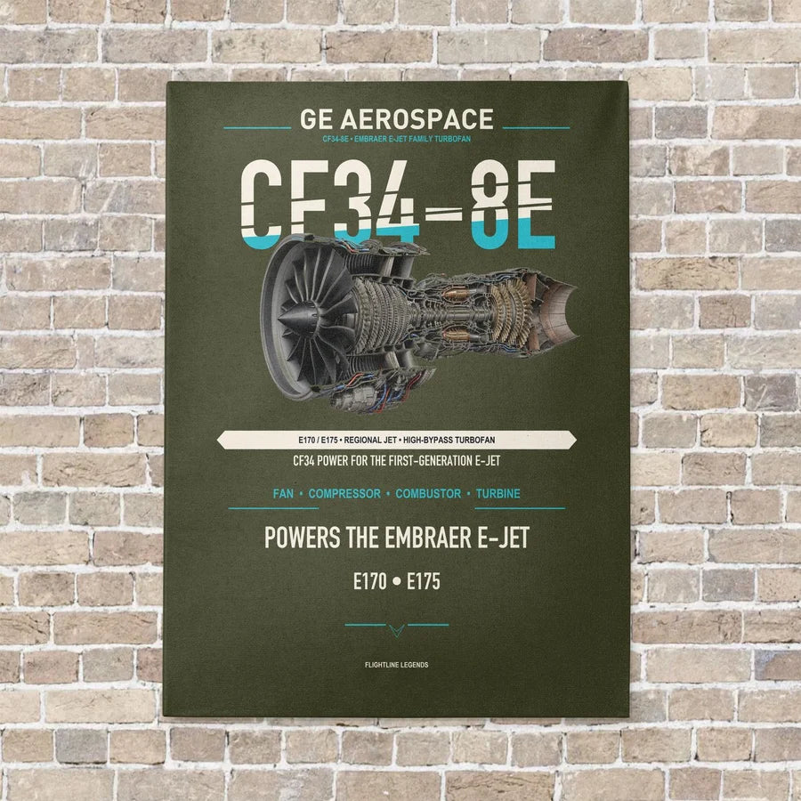 CF34-8E vertical canvas print - no frame - green army background