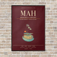 Thumbnail for Menorca Airport MAH - Canvas Framed - Dark Red