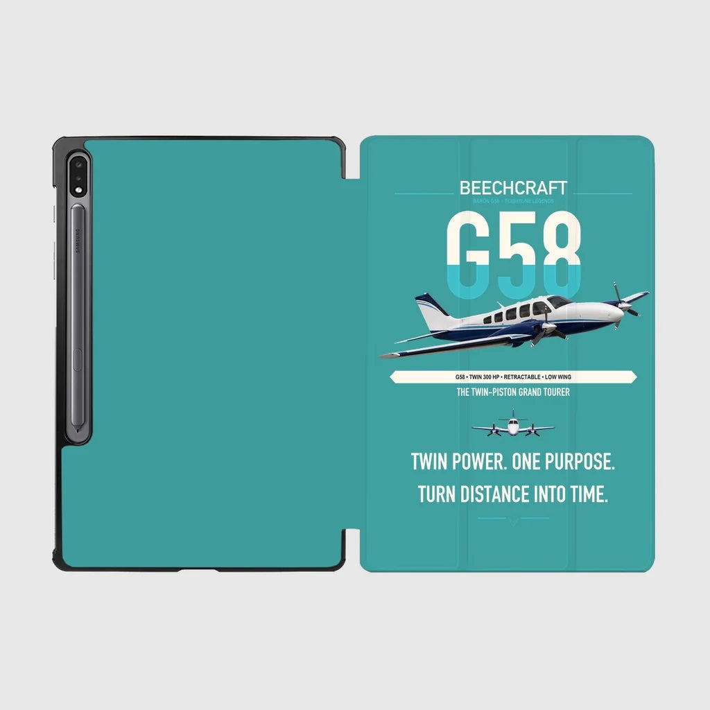 Beechcraft Baron G58 design on turquoise samsung tablet tablet case
