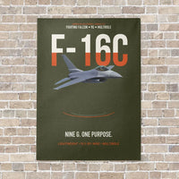 Thumbnail for F-16C Fighting Falcon Nine G One Purpose vertical canvas print - no frame - green army background