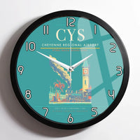 Thumbnail for Cheyenne Regional Airport (CYS) design on turquoise framed wall clock