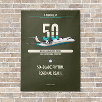 Thumbnail for Fokker 50 vertical canvas print - no frame - green army background