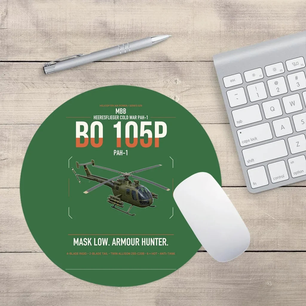 MBB BO 105P PAH-1 design on green round mouse pad