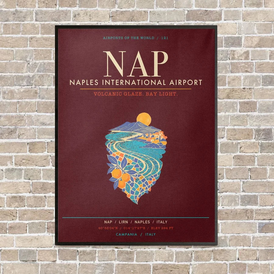 Naples International Airport NAP - Canvas Framed - Dark Red