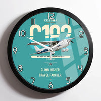 Thumbnail for Cessna 182 Skylane design on turquoise framed wall clock