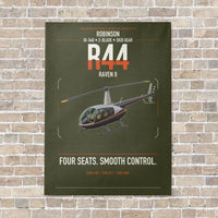 Thumbnail for Robinson R44 Raven II vertical canvas print - no frame - green army background