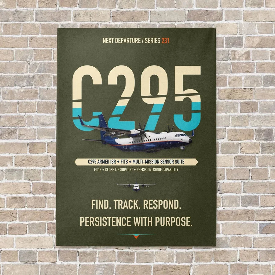 Airbus C295 Armed ISR vertical canvas print - no frame - green army background