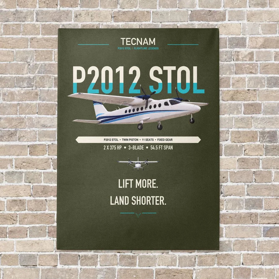 Tecnam P2012 STOL vertical canvas print - no frame - green army background