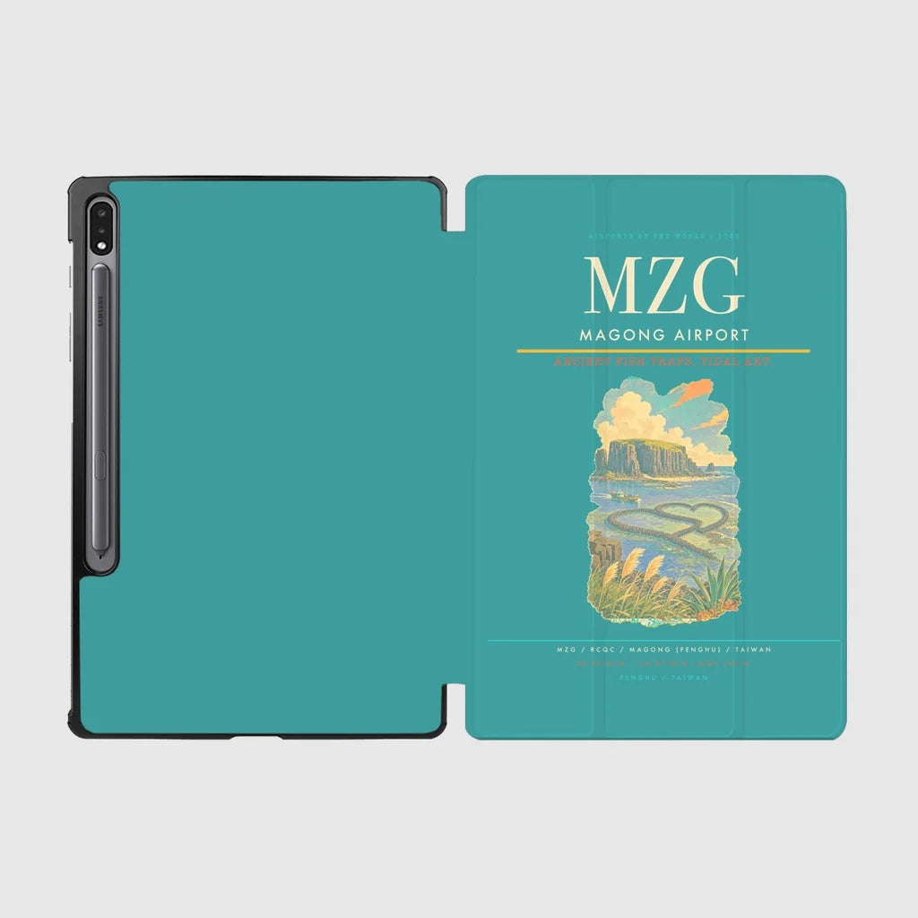 Magong Airport (MZG) design on turquoise samsung tablet tablet case