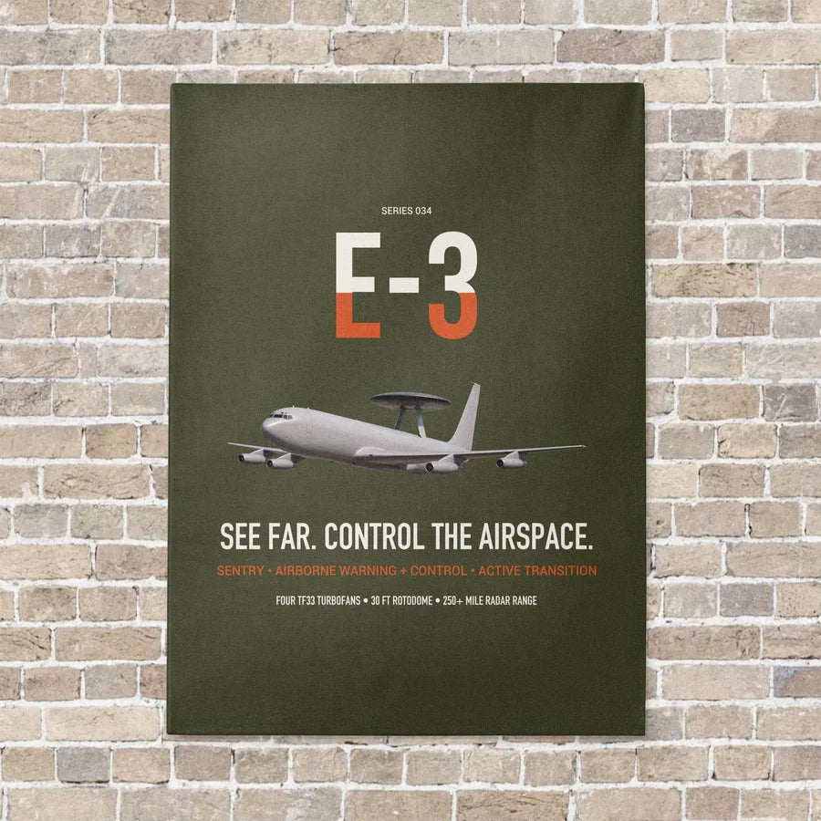E-3 Sentry AWACS vertical canvas print - no frame - green army background