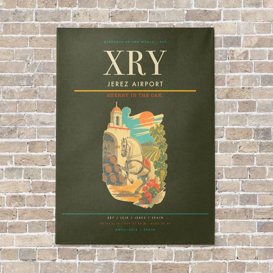 Jerez Airport XRY vertical canvas print - no frame - green army background