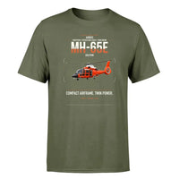 Thumbnail for Airbus MH-65E Dolphin design on green army t-shirt, single-side print