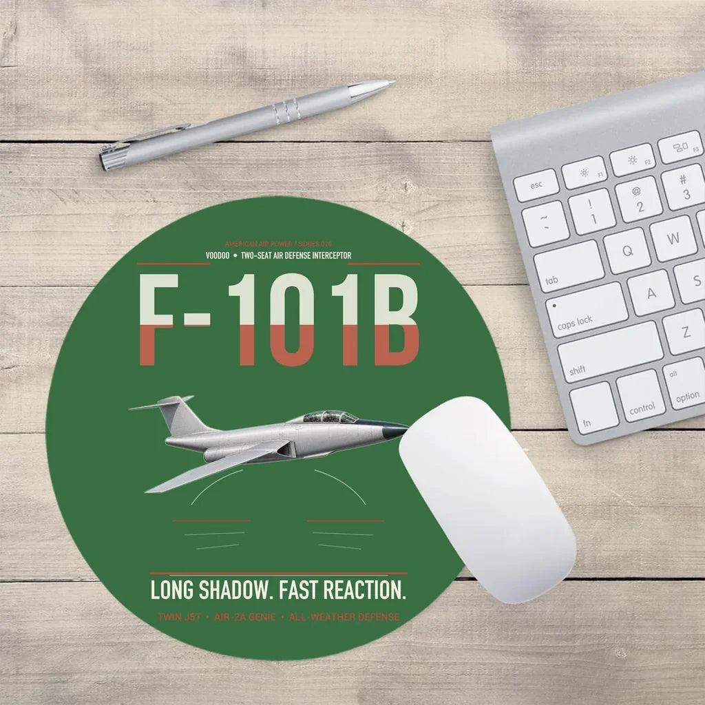 F-101B Voodoo design on green round mouse pad