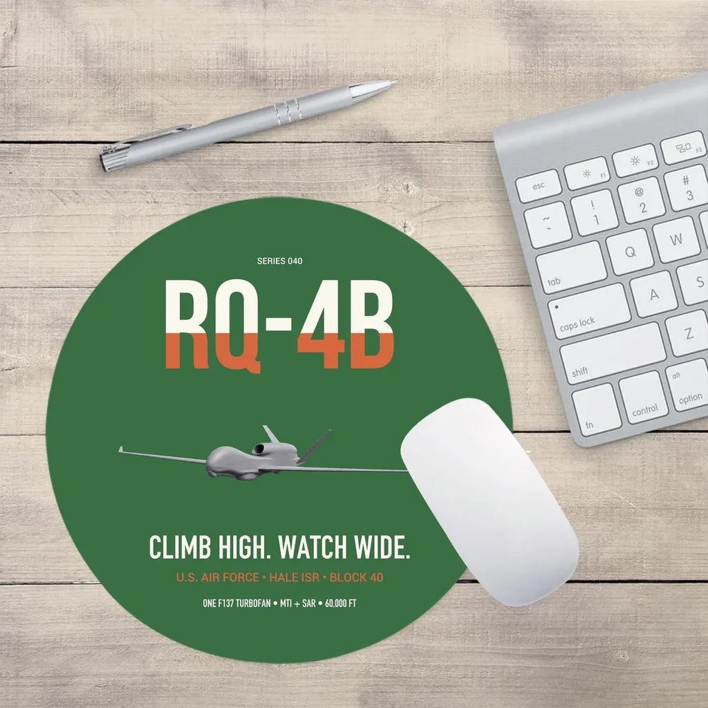 RQ-4B Global Hawk design on green round mouse pad