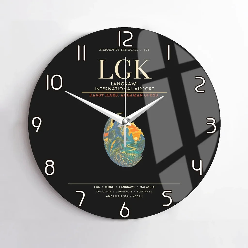 Langkawi International Airport LGK Wall-Clock No-Frame - Black