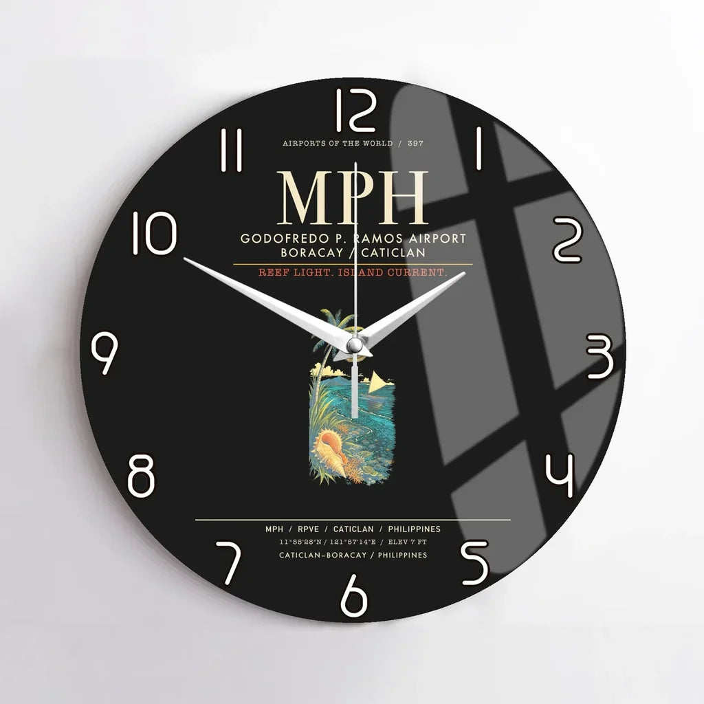 Godofredo P. Ramos Airport Boracay Caticlan MPH Wall-Clock No-Frame - Black