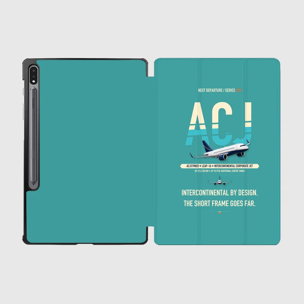 Airbus ACJ319neo design on turquoise samsung tablet tablet case