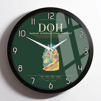 Thumbnail for Doha Hamad International Airport DOH Wall-Clock Framed - Dark Green