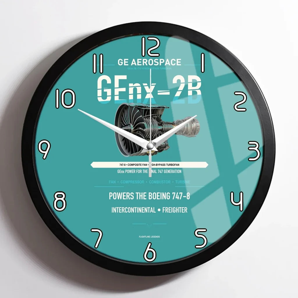 GEnx-2B design on turquoise framed wall clock