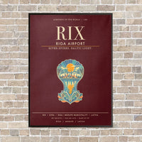 Thumbnail for Riga Airport RIX - Canvas Framed - Dark Red