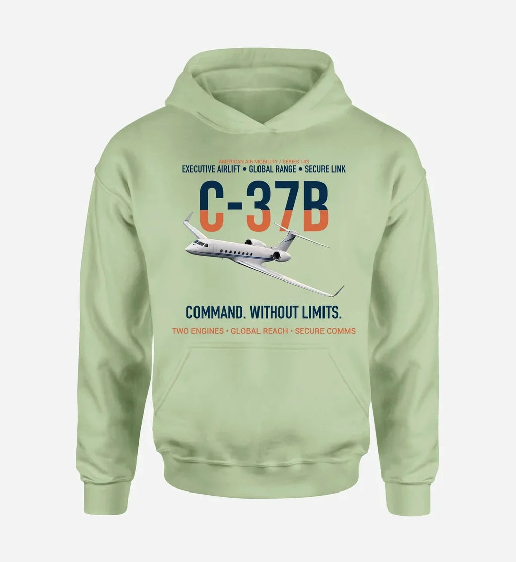 C-37B GULFSTREAM G550 design on light green hoodie single side